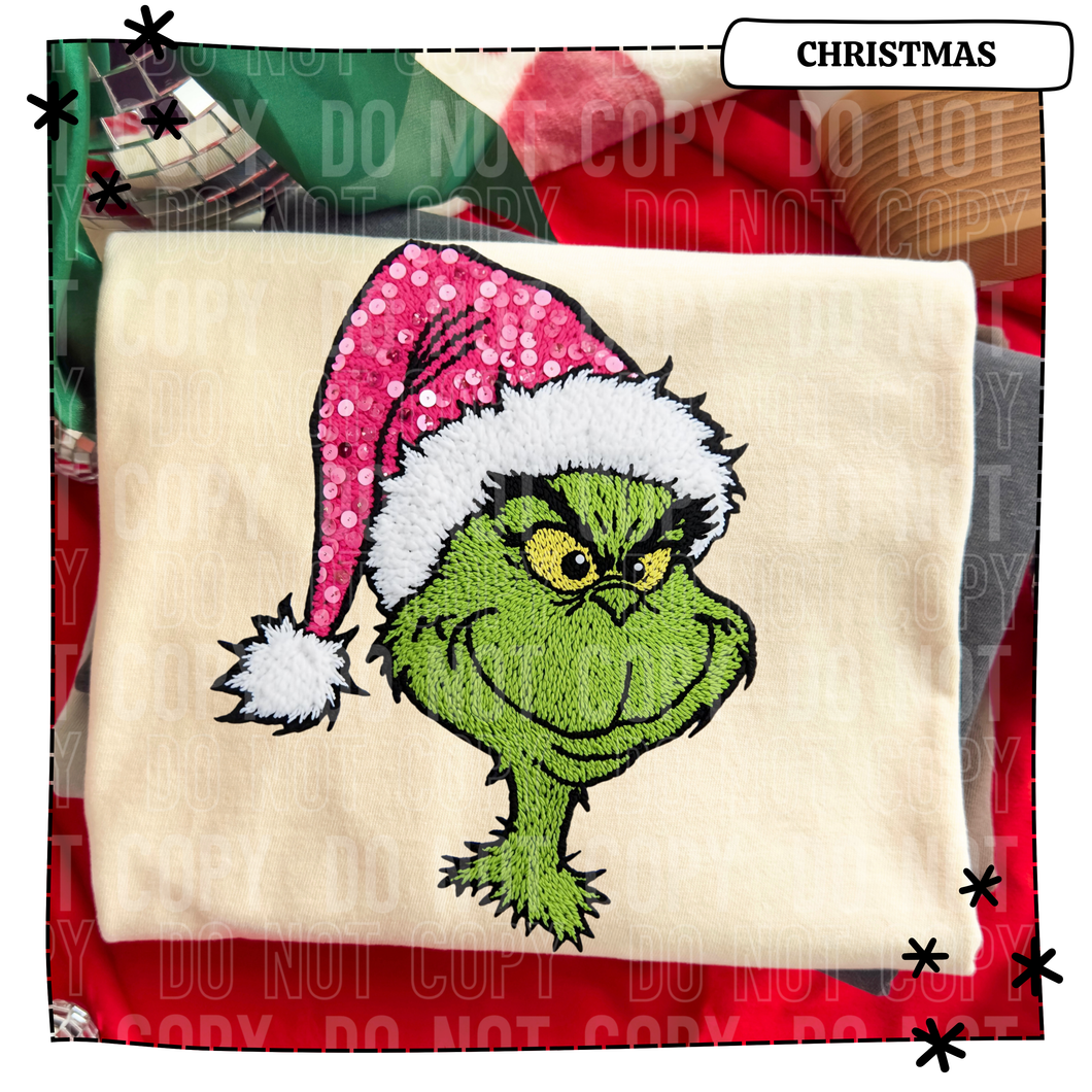 Green Faux Pink Sequin Hat