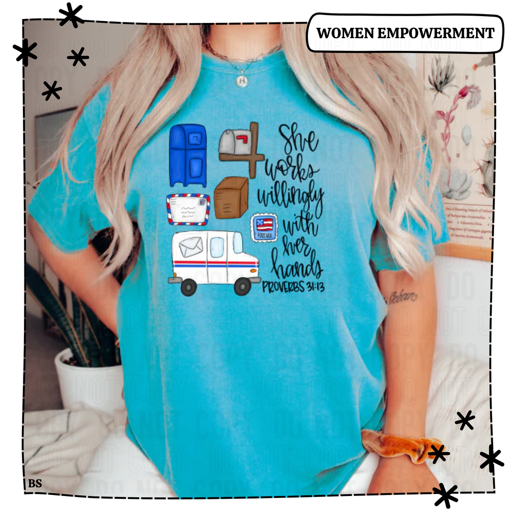 She Works Willingly With Her Hands Postal
