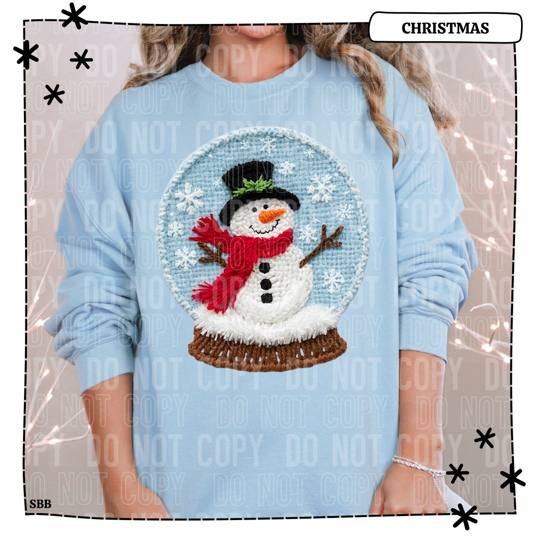Snowman Snow Globe Faux Yarn